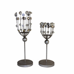 Ravishing Metal Candle Holder, Gray, Set Of 2