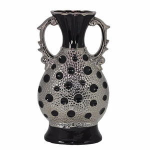 Fascinating  Ceramic Vase Black And Silver