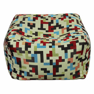 Fabric Pouf Ottoman,Multicolored