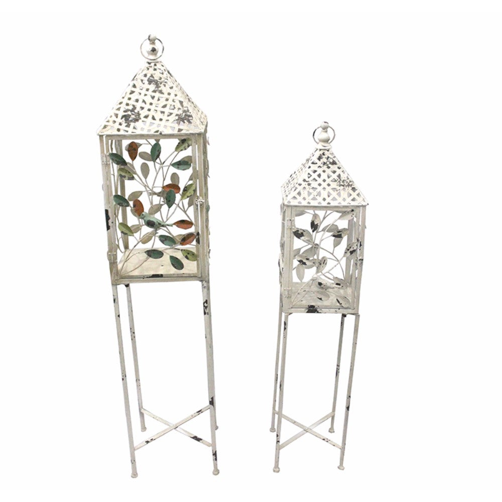 Antique Bird Cage Planter,White,Set Of Two