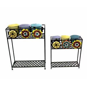 Set Of Two Vibrant Metal Planter, Multicolor