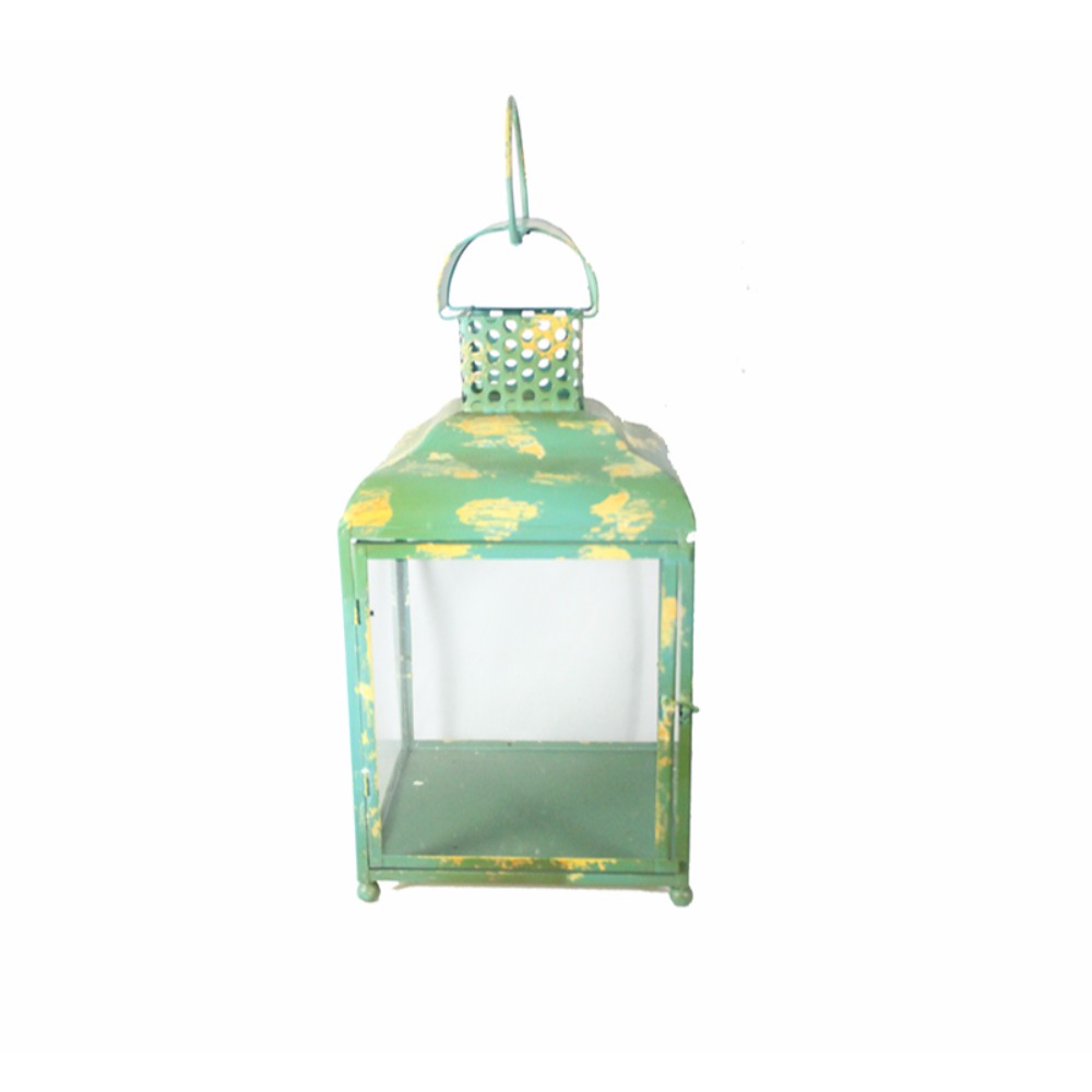 Beguiling Square Metal Candle Holder, Green