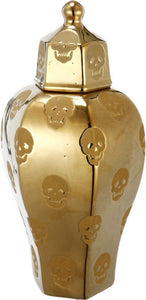 Ceramic Skull Lidded Jar, Gold