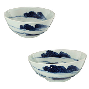 Centerpiece Ceramic Bowls, Blue And White, Set of 2
