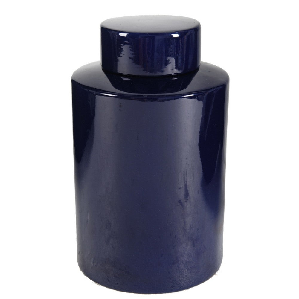 Medium Lidded Ceramic Jar, Blue