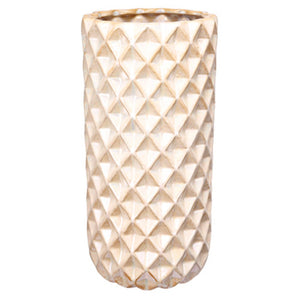 Diamond Patterned Ceramic Vase, Peach