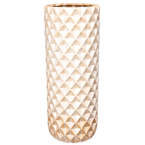 Diamond Patterned Ceramic Vase, Peach