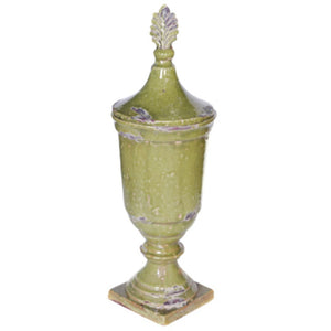 Ceramic Lidded Jar ,Green