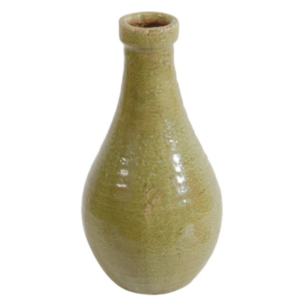 Minimalistic Old-style Ceramic Vase , Green