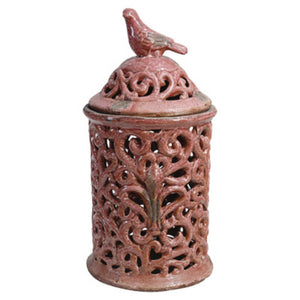 Rustically Designed Ceramic Lidded Jar, Red