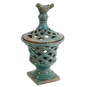 Antique Look Ceramic Lidded Jar, Blue