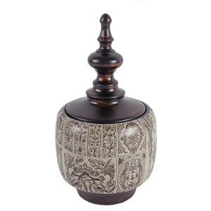 Ceramic Lidded Jar ,Brown