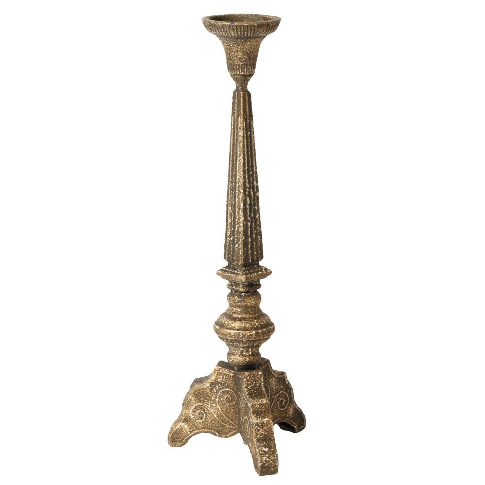 Metal Candlestick,Short,Rustic Creme