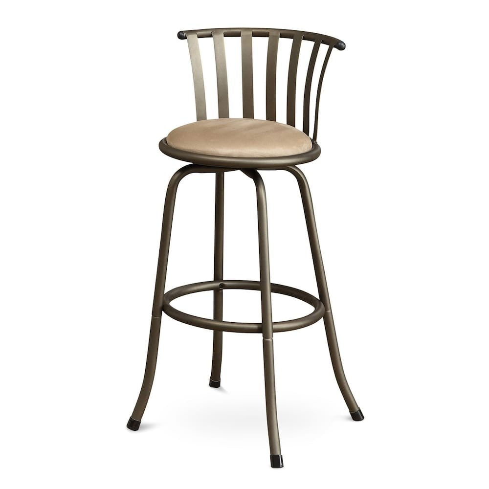 Metal And Microfiber Swivel Barstool, Champagne, Set of 2