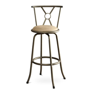 Metal And Microfiber Swivel Barstool, Champagne, Set of 2