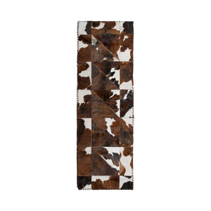 2" x 6" Chocolate And Natural Runner Stitch Cowhide - Area Rug