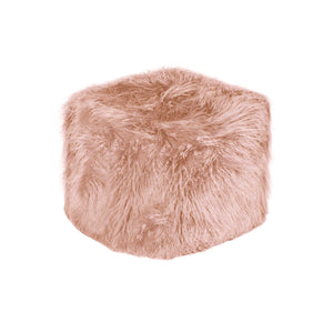 16" x 17" x 5" Dusty Rose Sheepskin Faux Fur Pouf