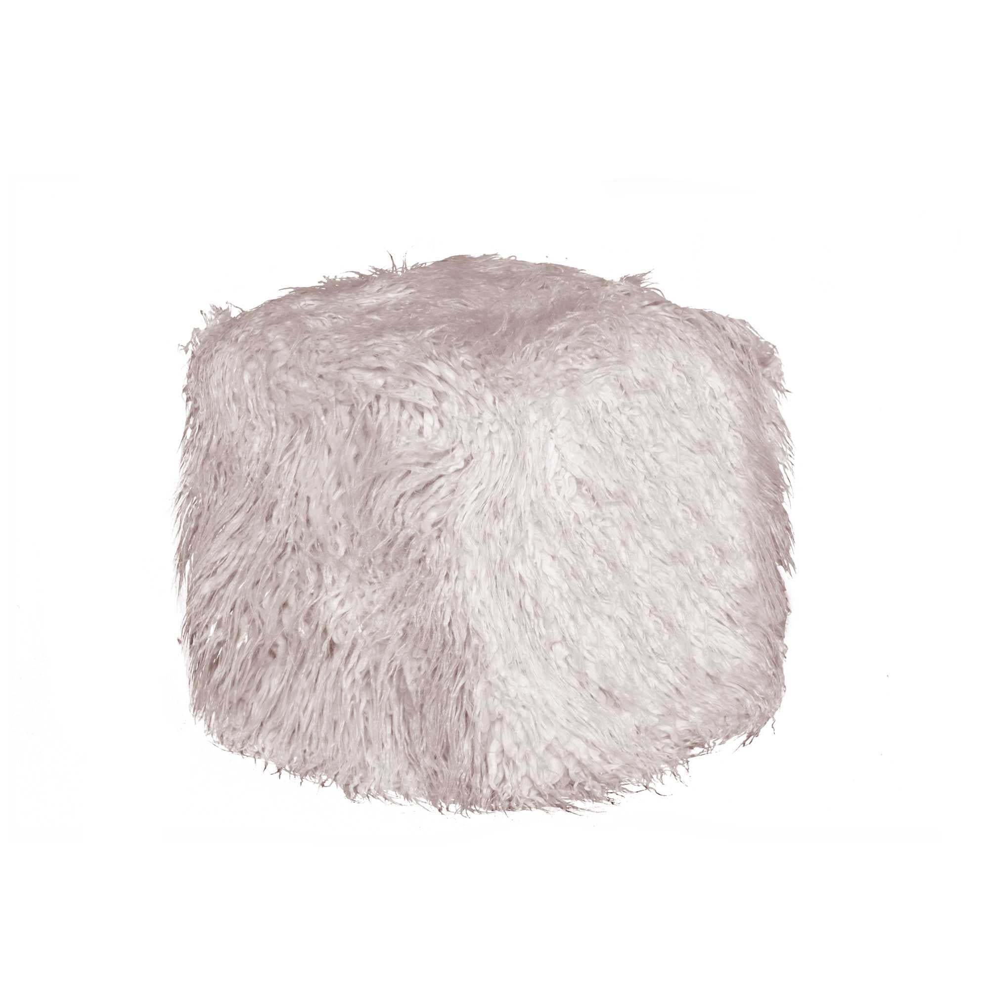 16" x 17" x 5" Sage Gray Sheepskin Faux Fur Pouf