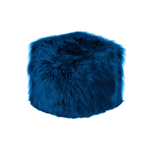 16" x 17" x 5" Ink Sheepskin Faux Fur Pouf