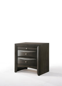 26" X 17" X 25" Gray Oak Rubber Wood Nightstand