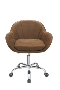 28" X 27" X 31" Brown Metal Tube Office Chair