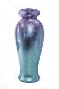 21" Lacquered Ombre Ceramic Vase - Purple And Aqua