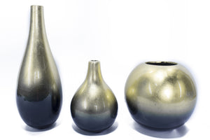 3-Piece Vase Set - Black And Gold