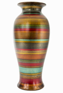 21" Ceramic Vase - Gold, Bronze, Copper, Pewter, Red, Green And Blue In Gold, Bronze, Copper, Pewter, Red, Green And Blue