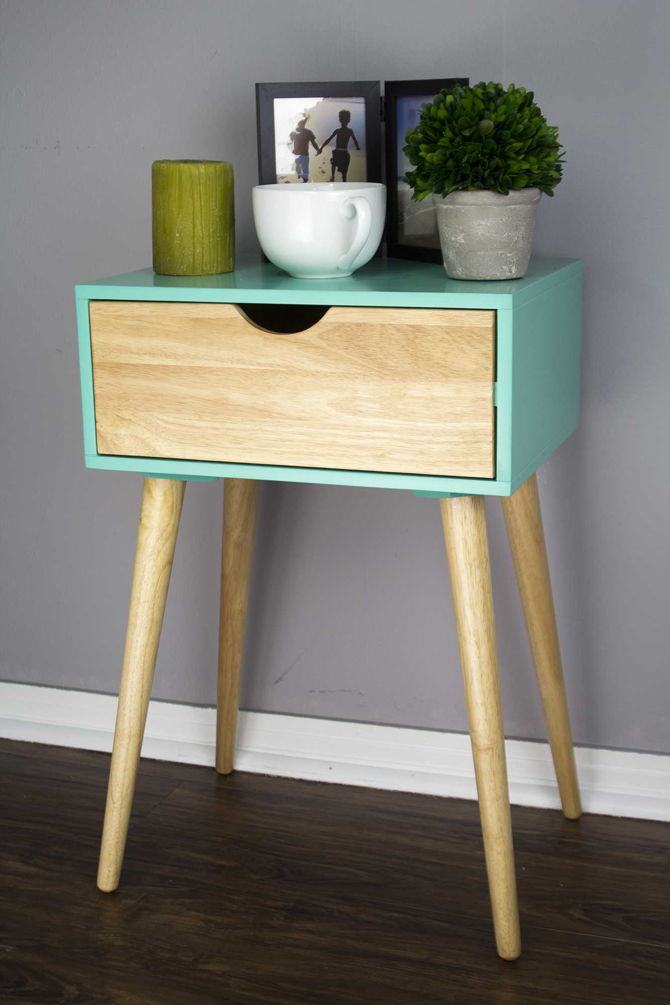 24" Aqua End Table with 1 Drawer