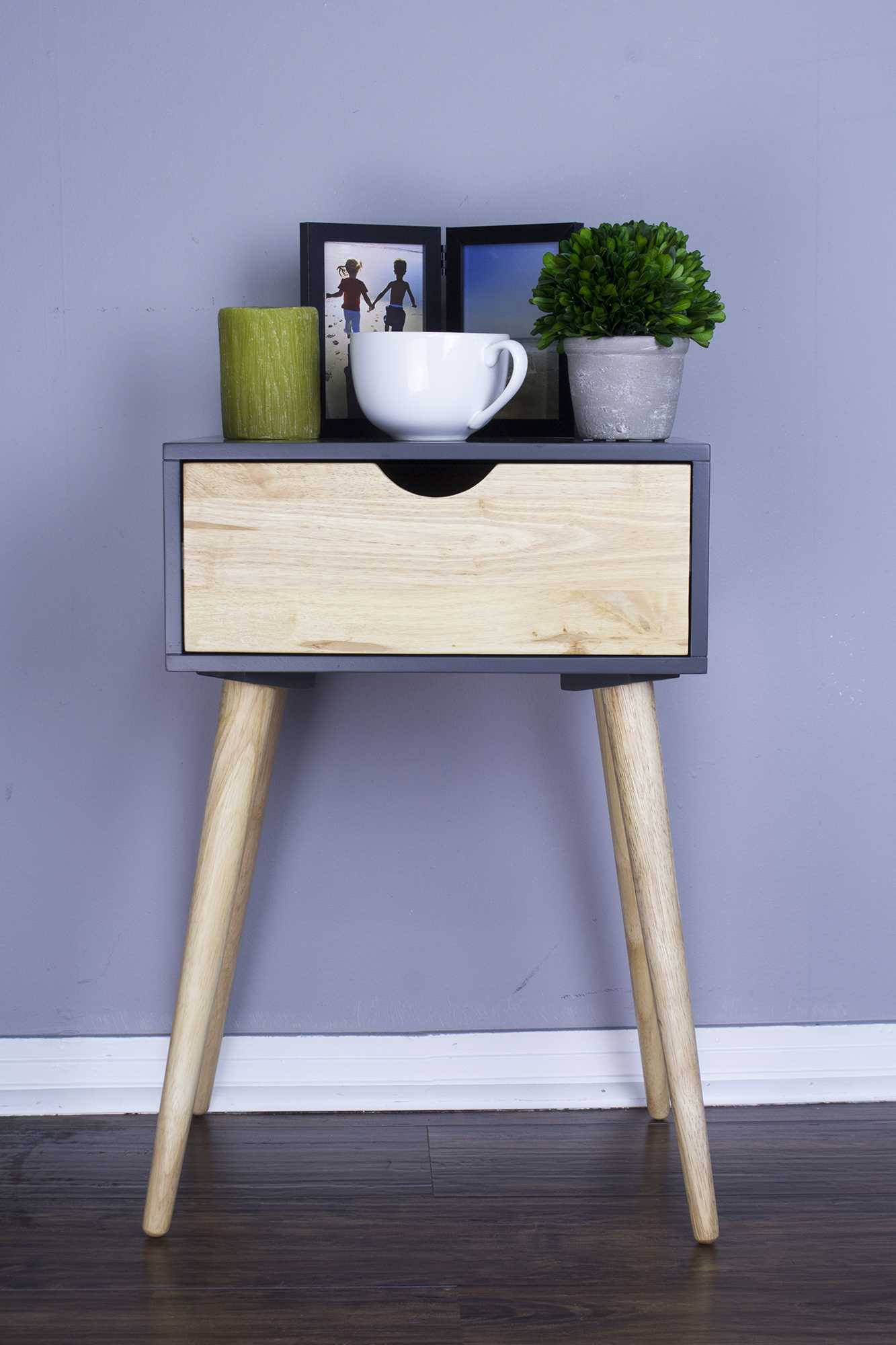 24" Graphite End Table with 1 Drawer