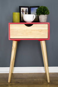 24" Red End Table with 1 Drawer