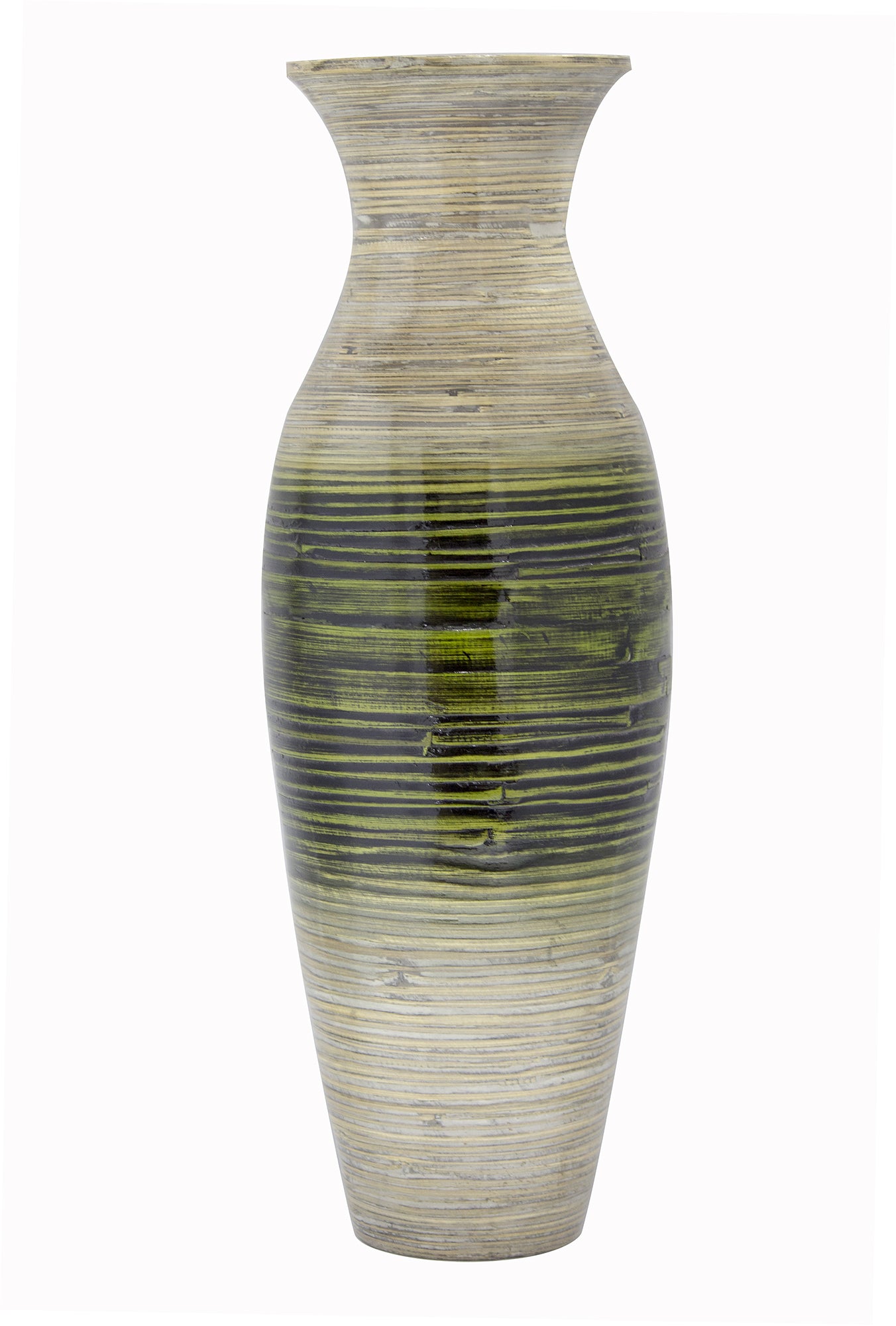 29" Spun Bamboo Floor Vase - Cream And Green