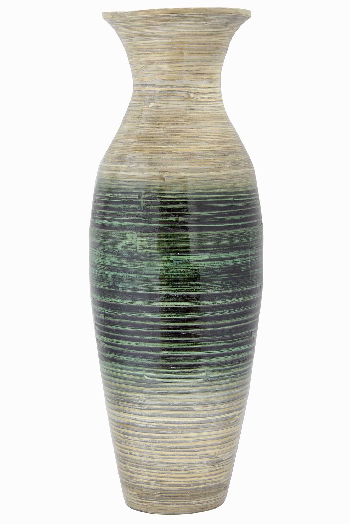 29" Spun Bamboo Floor Vase - Natural And Teal