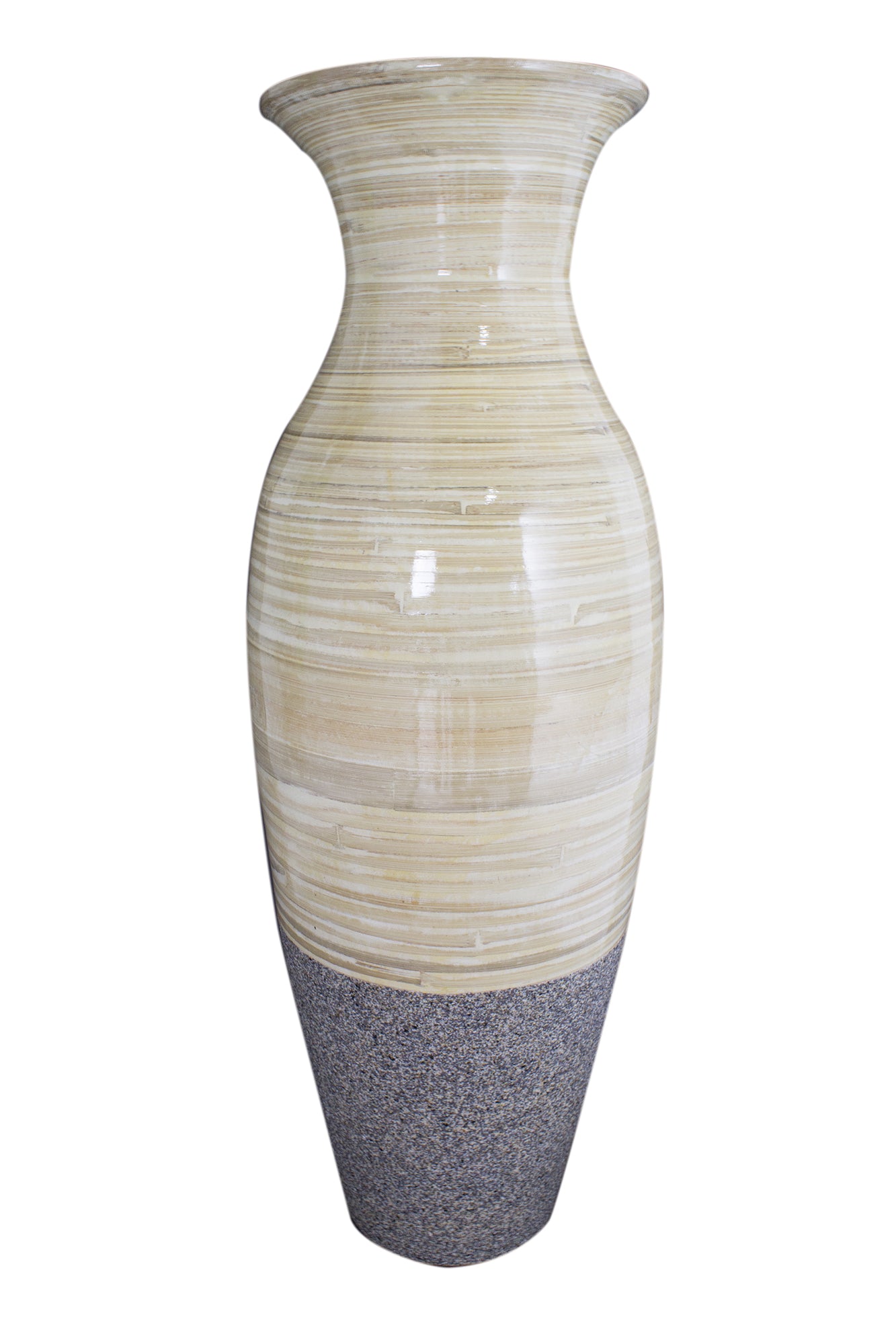 29" Spun Bamboo Floor Vase - Natural And Grey Sand