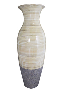 29" Spun Bamboo Floor Vase - Natural And Grey Sand