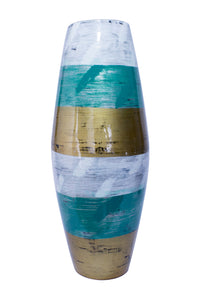 24" Spun Bamboo Vase - White, Turquoise, Gold