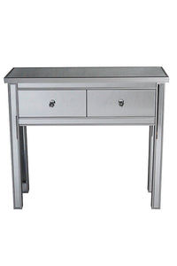 15" Silver Mirrored Console Table with 2 Drawers