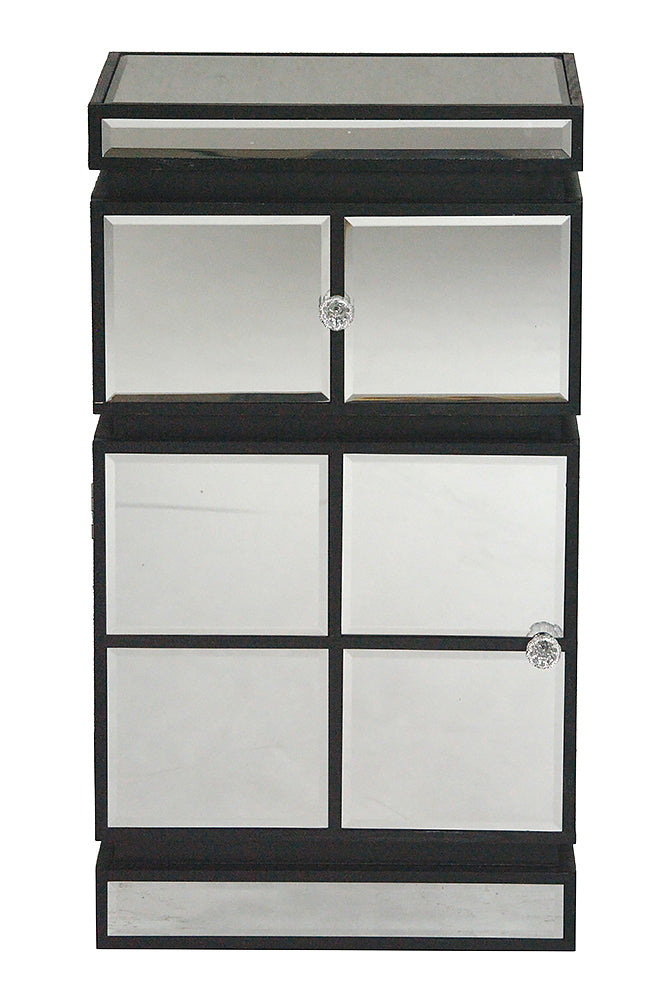 36" Black Mirrored Accent Cabinet with a Drawer and a Door