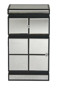 36" Black Mirrored Accent Cabinet with a Drawer and a Door