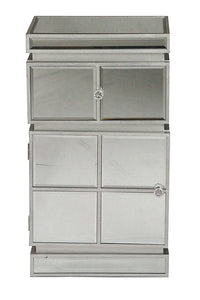 36" Silver Mirrored Accent Cabinet with a Drawer and a Door