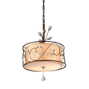 Amelia Bronzetone and Round Fabric Shade Chandelier