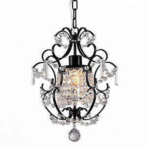 Ava 1-light Black 11-inch Crystal Chandelier