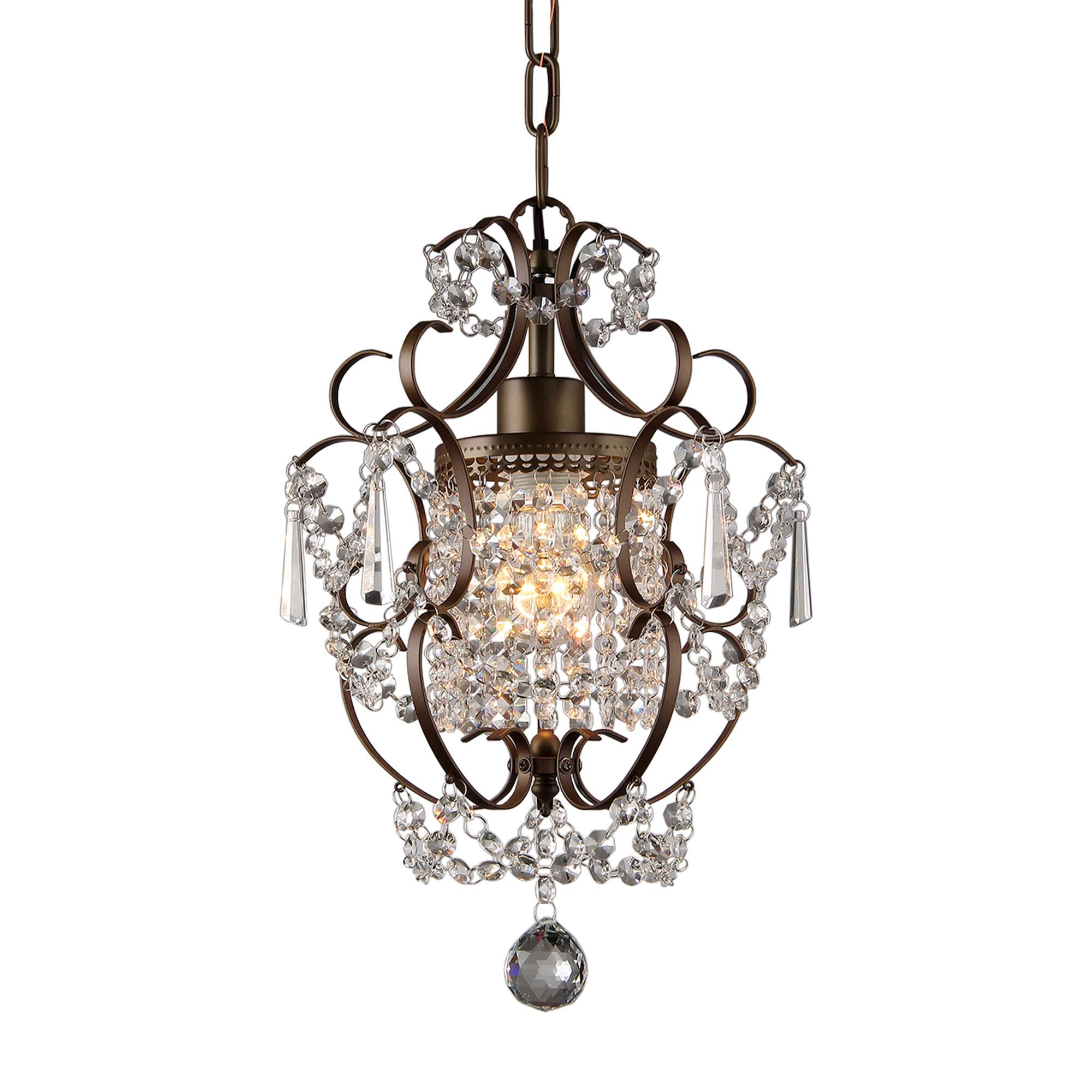 Rosalie 1-light Antique Bronze 11-inch Crystal Chandelier