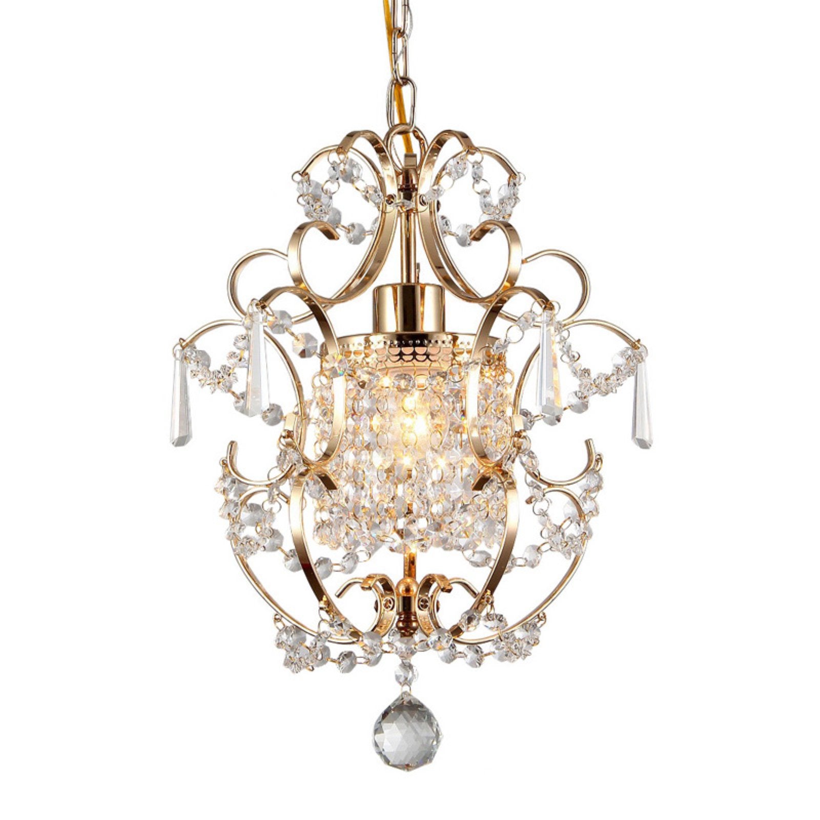 Emily 1-light Gold 11-inch Crystal Chandelier