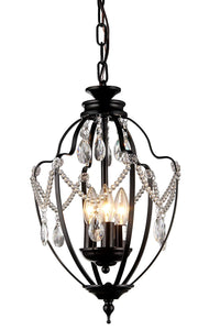 Kennedy 3-light Black-finish 11-inch Crystal Chandelier