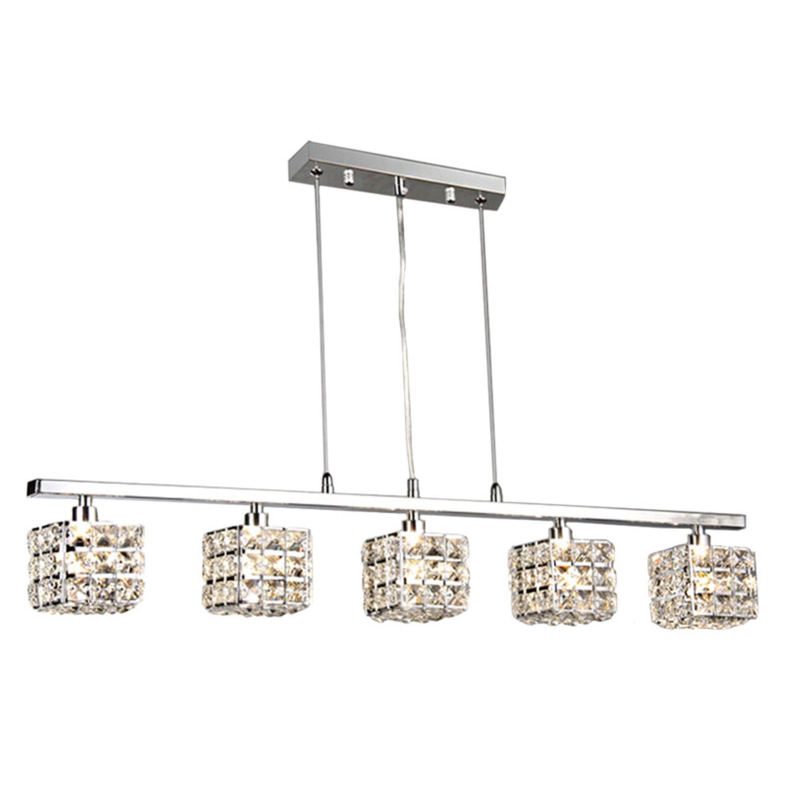 Sandra 5-light Crystal 34-inch Chrome Chandelier