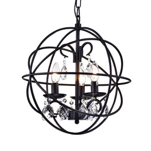 Tess Black-finish Metal/ Crystal 15-inch Round Crystal Chandelier