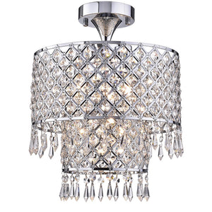 Anika Chrome-finish 12-inch Crystal Semi-flush Mount Chandelier