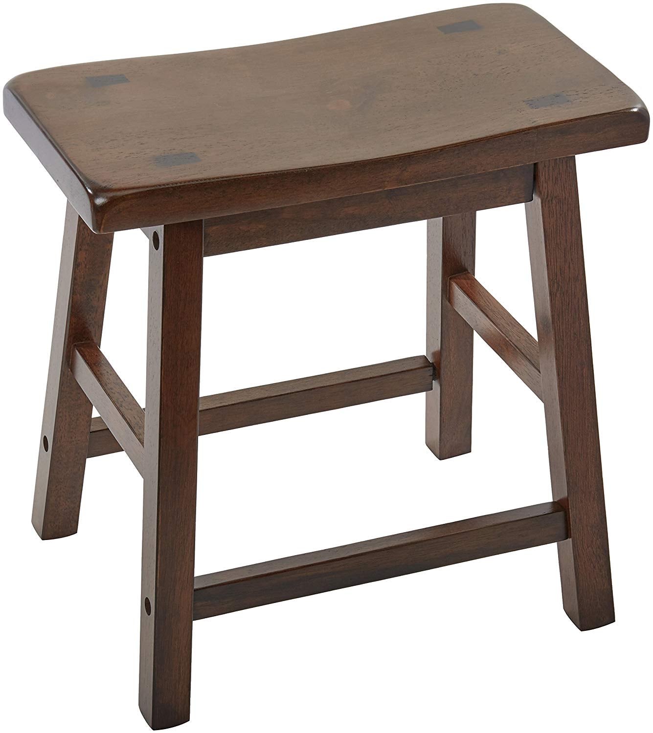 18" Walnut Wooden Stool (Set of 2)