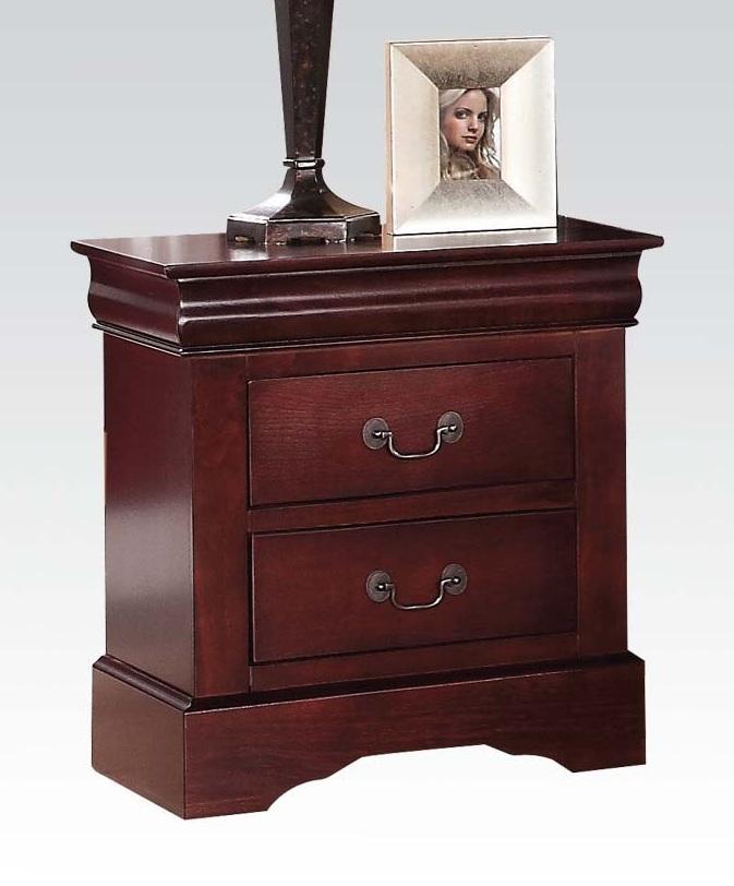 15.67" X 21.65" X 23.54" Cherry Antique Brass Wooden Nightstand